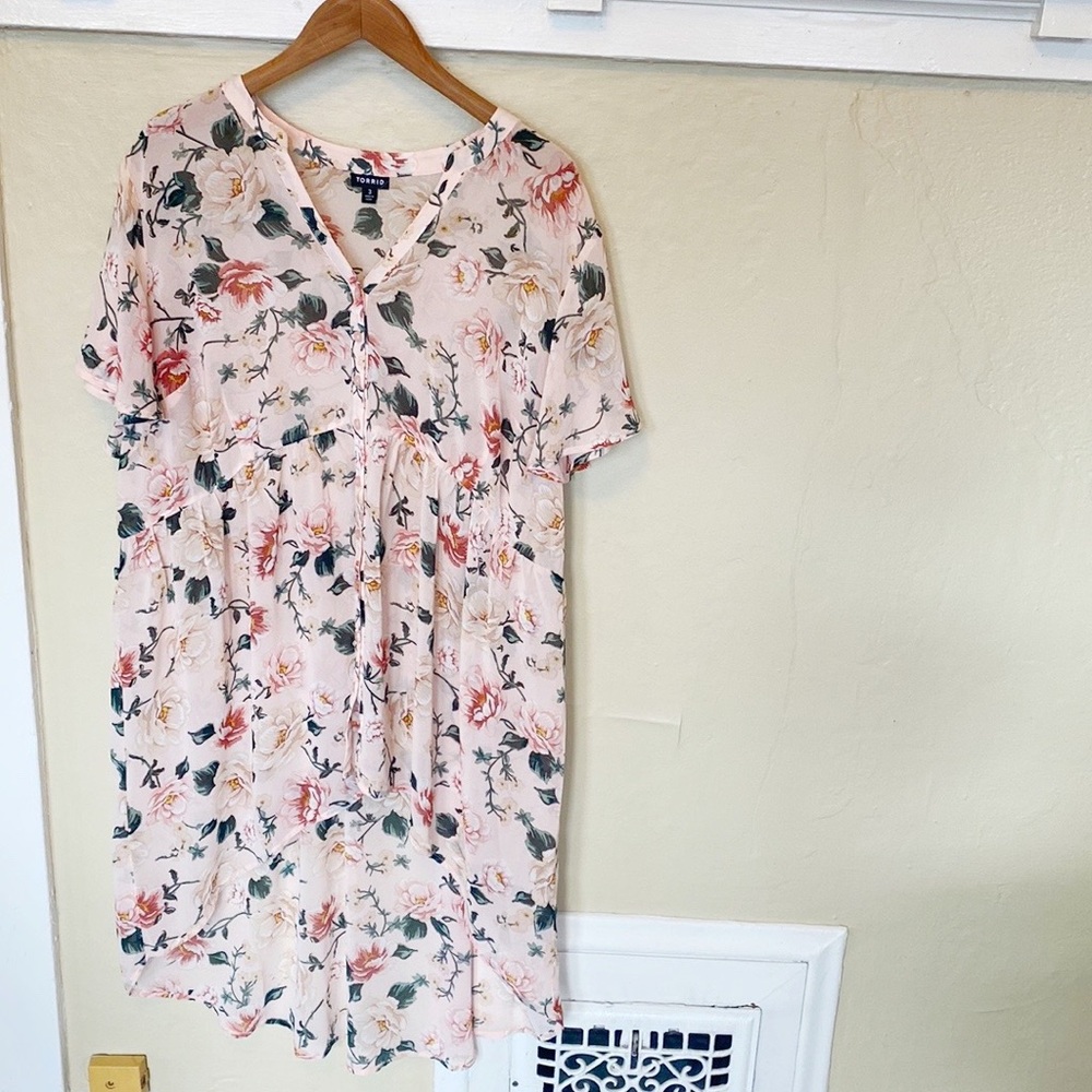 Torrid Sheer Roses Dress or Cover-up